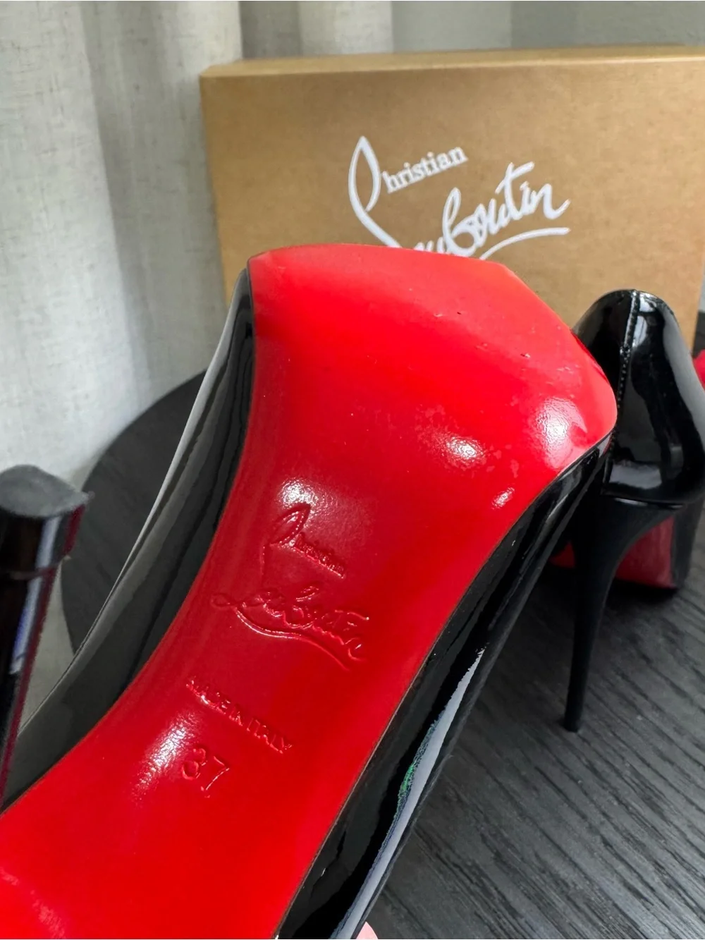 Christian Louboutin Black Patent Leather Pumps with Red Soles